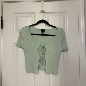 Rue21 Green Tie Front Crop Blouse